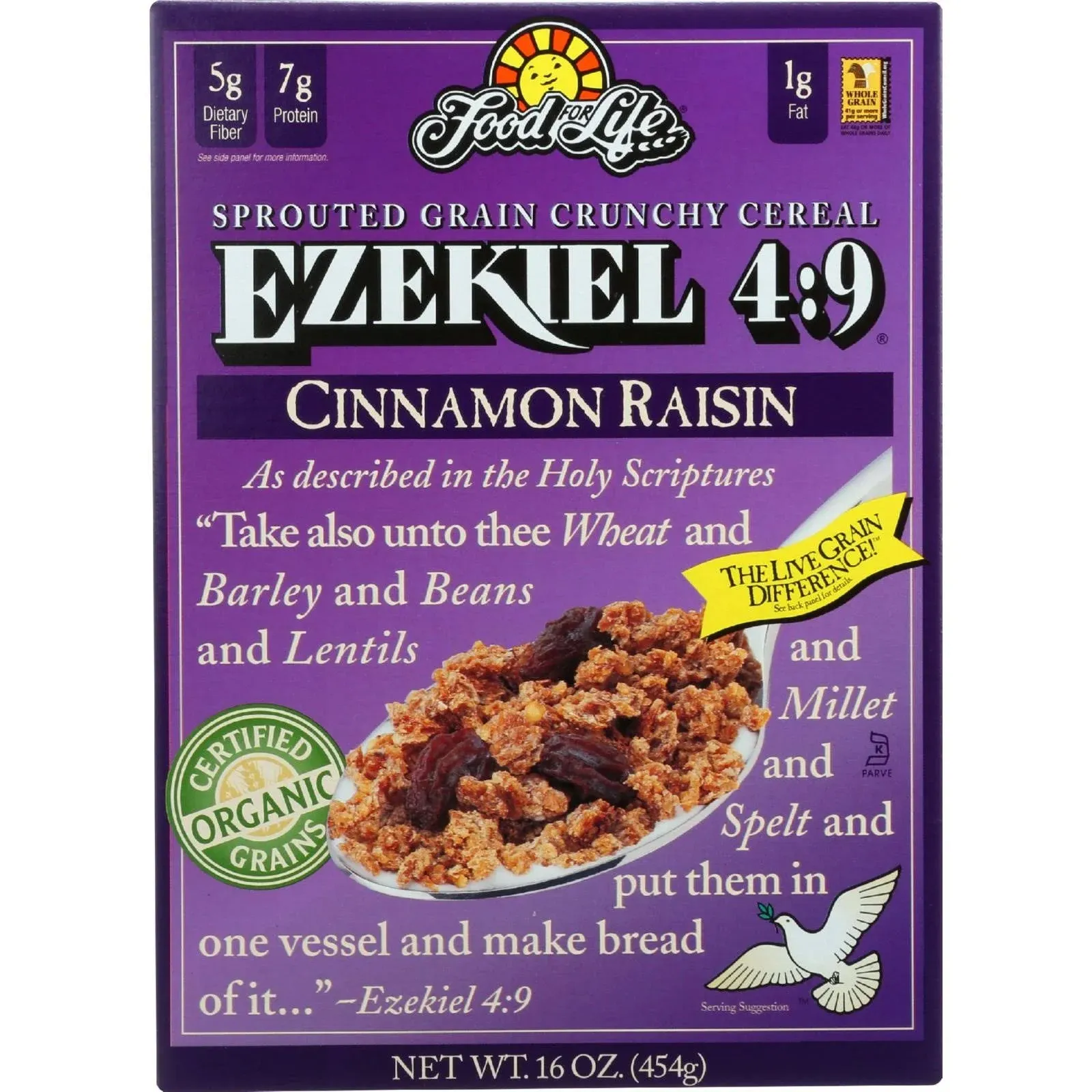 Food For Life Ezekiel 4:9 Organic Sprouted Whole Grain Cereal, Cinnamon Raisin