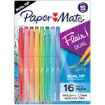 Paper Mate Flair Duo Felt Tip Porous Point Pen, Stick, Medium 0.7 mm, Assorted Ink and Barrel Colors, 16/Pack