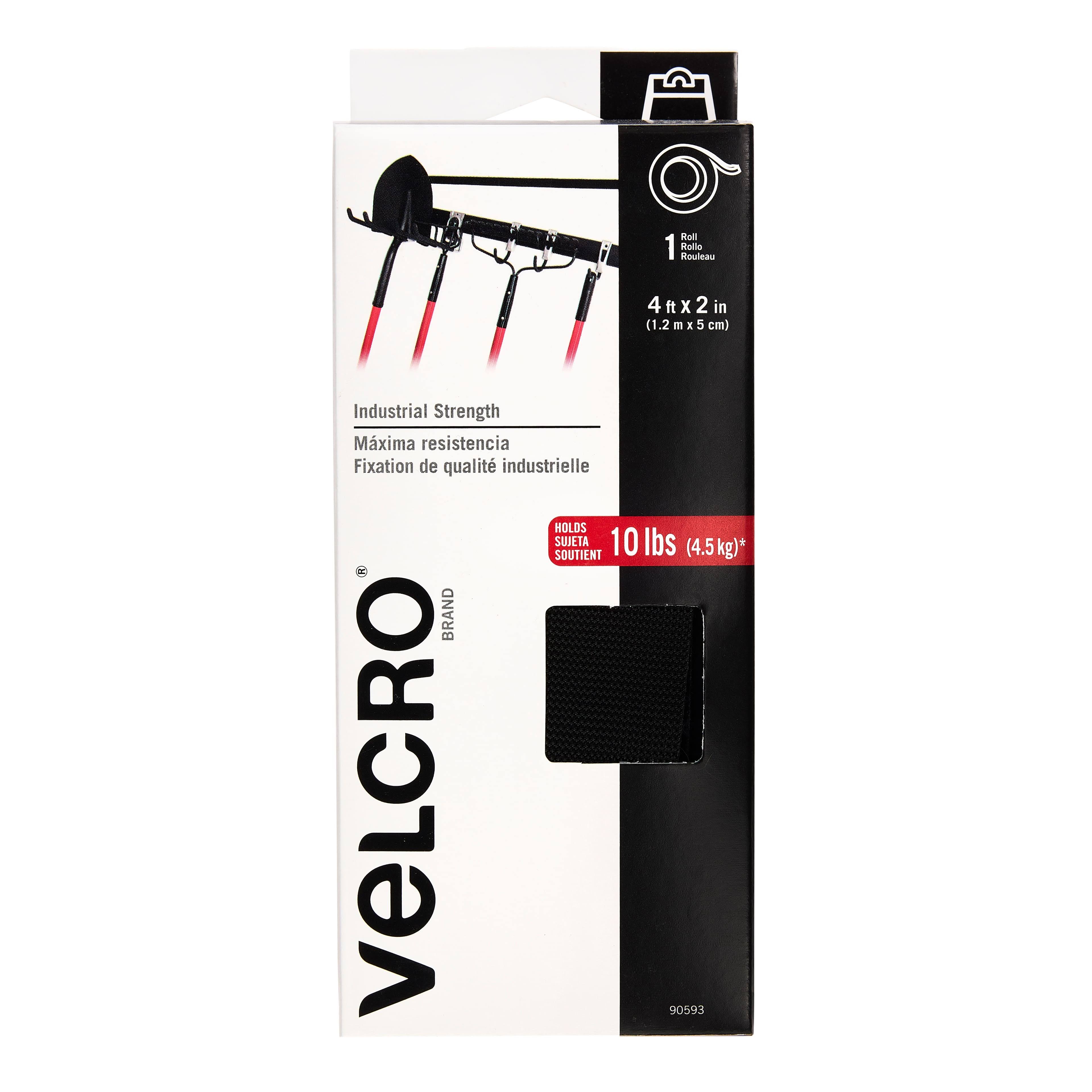 VELCRO 90593 Industrial Strength Roll 4' x 2 - Black (1 Roll)