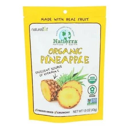 (12 Pack)Natierra Organic Freeze-Dried, Pineapples, 1.5 oz (43 g)