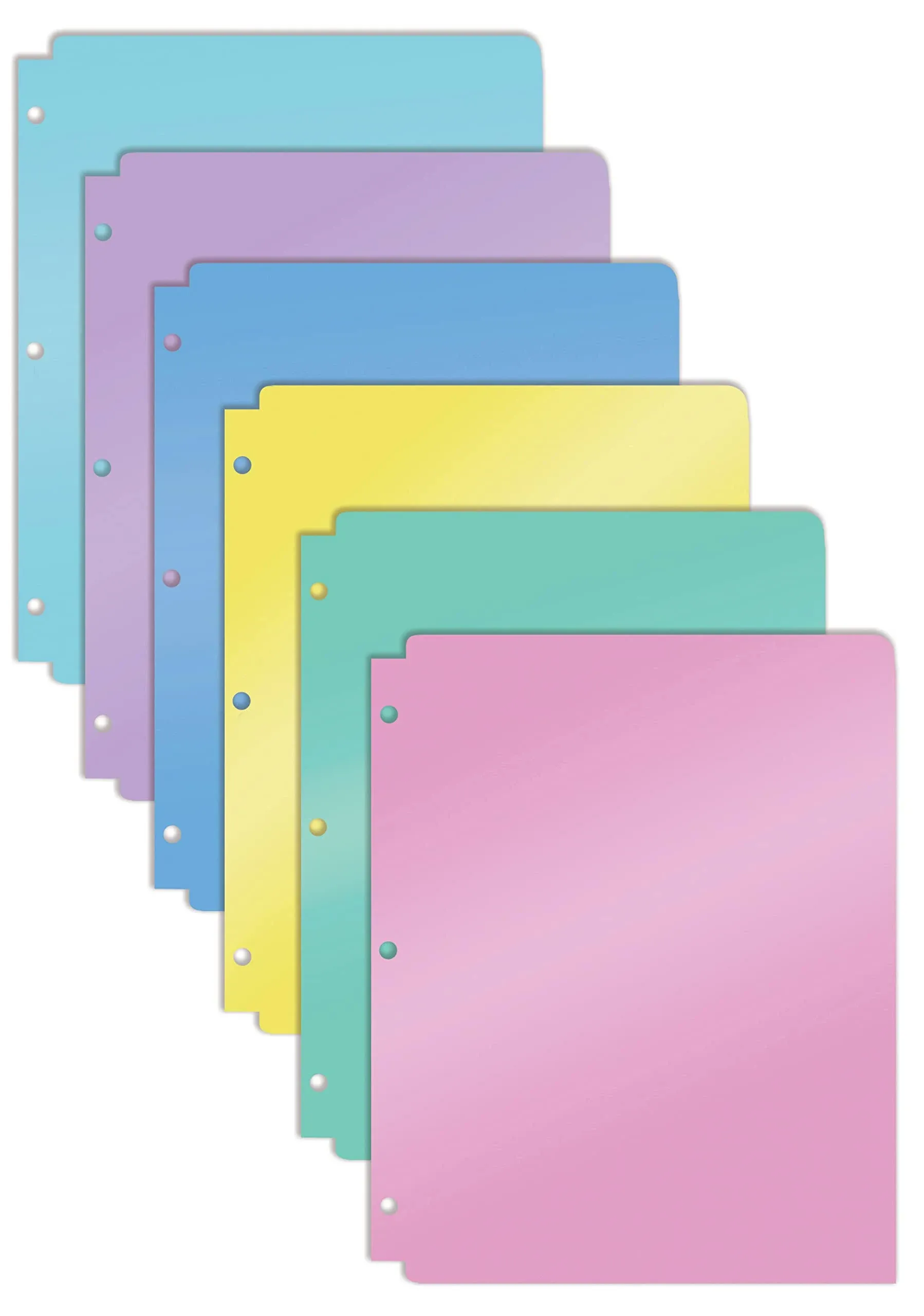 Better Office Products 3 Hole Punch Pocket Folders, Bulk Pack, Sturdy Plastic 2 Pocket Folders, Assorted Pastel Colors, Letter Size, with Business Card Slot,(6 Pack)