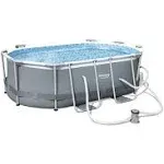 Bestway 10' x 6'7" x 33" Power Steel Oval Frame Above Ground Swimming Pool