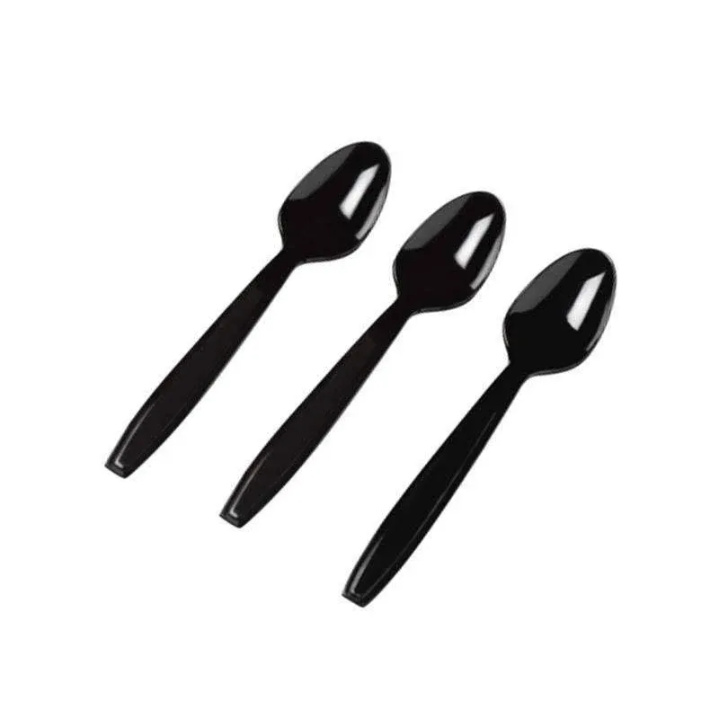 Fineline settings Disposable Plastic Black | Flairware Collection | Pack of 100 Spoon, 7 inches (RET-2502-BK)