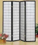 Japan Oriental Square Style - 4 Panel Black Shoji ScreenRoom Divider