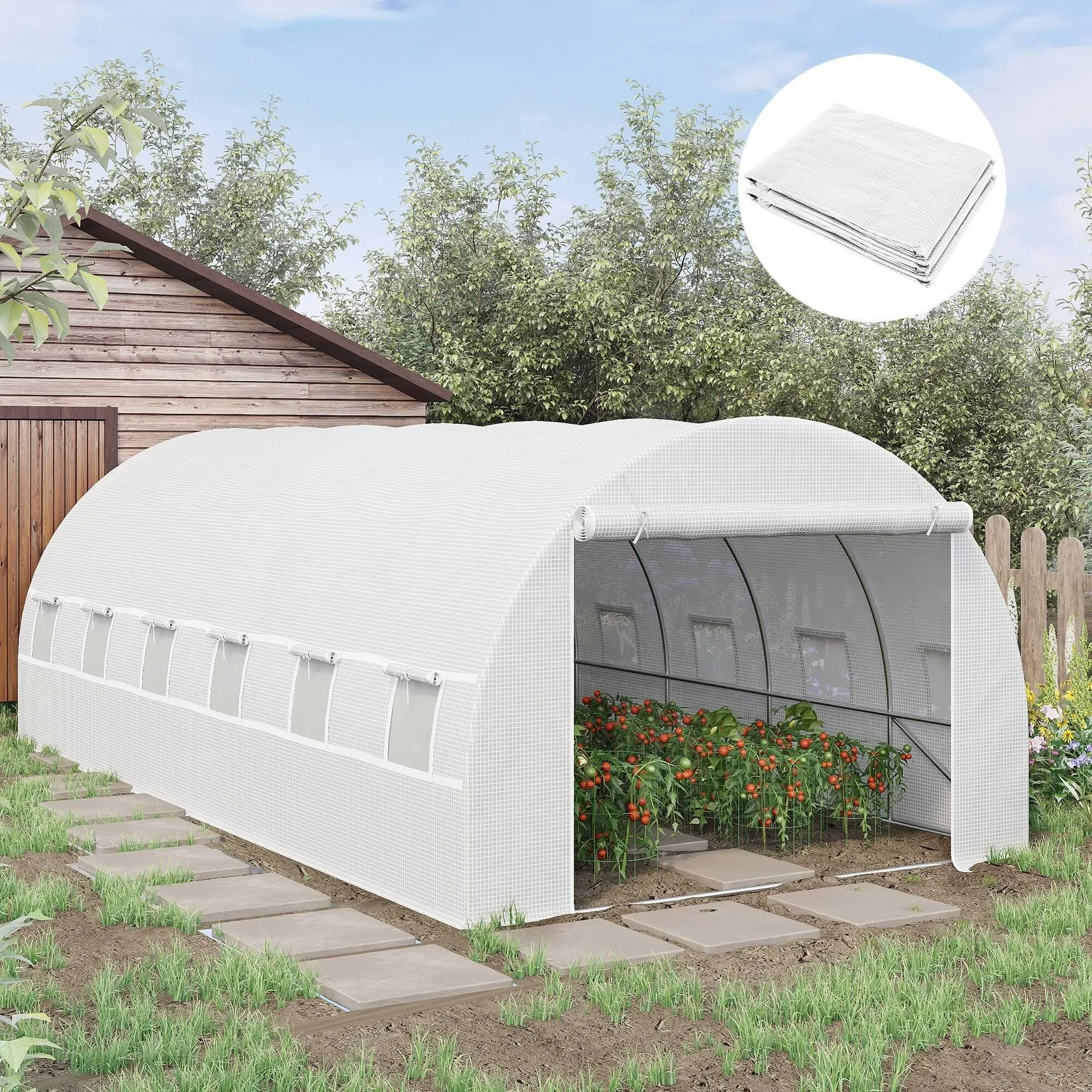 Outsunny 9.8' x 6.6' x 6.6' Greenhouse Cover Replacement, White