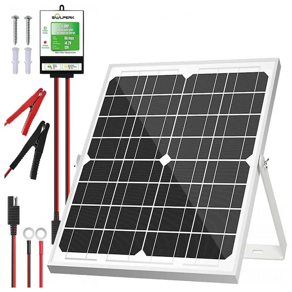 SOLPERK Solar Panel Kit 20W 12V, Solar Battery Trickle Charger Maintainer RV