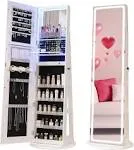 CHARMAID LED Mirror Jewelry Cabinet Armoire