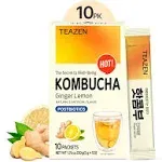 【BTS Favorite】Hot Ginger Lemon Kombucha Drink Mix - Probiotic Health Beverage, 10 Packets* 0.17oz