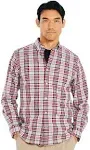 Nautica Mens Wrinkle-Resist<wbr/>ant Plaid Wear To Work Shirt