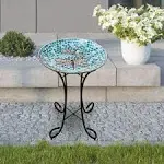 Alpine Corporation Dragonfly Duo Mosaic Glass Birdbath