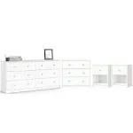 Home Square 4 Pieces Set of Modern Wood Bedroom Furniture in White Finish