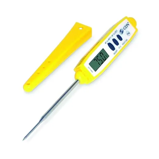 CDN DTT450 ProAccurate Thin Tip Thermometer, -40 F Degree to +450 Degree F/-40 Degree F to +230 Degree C, 1.5 mm Thin Tip, 2.75" Stem, Yellow