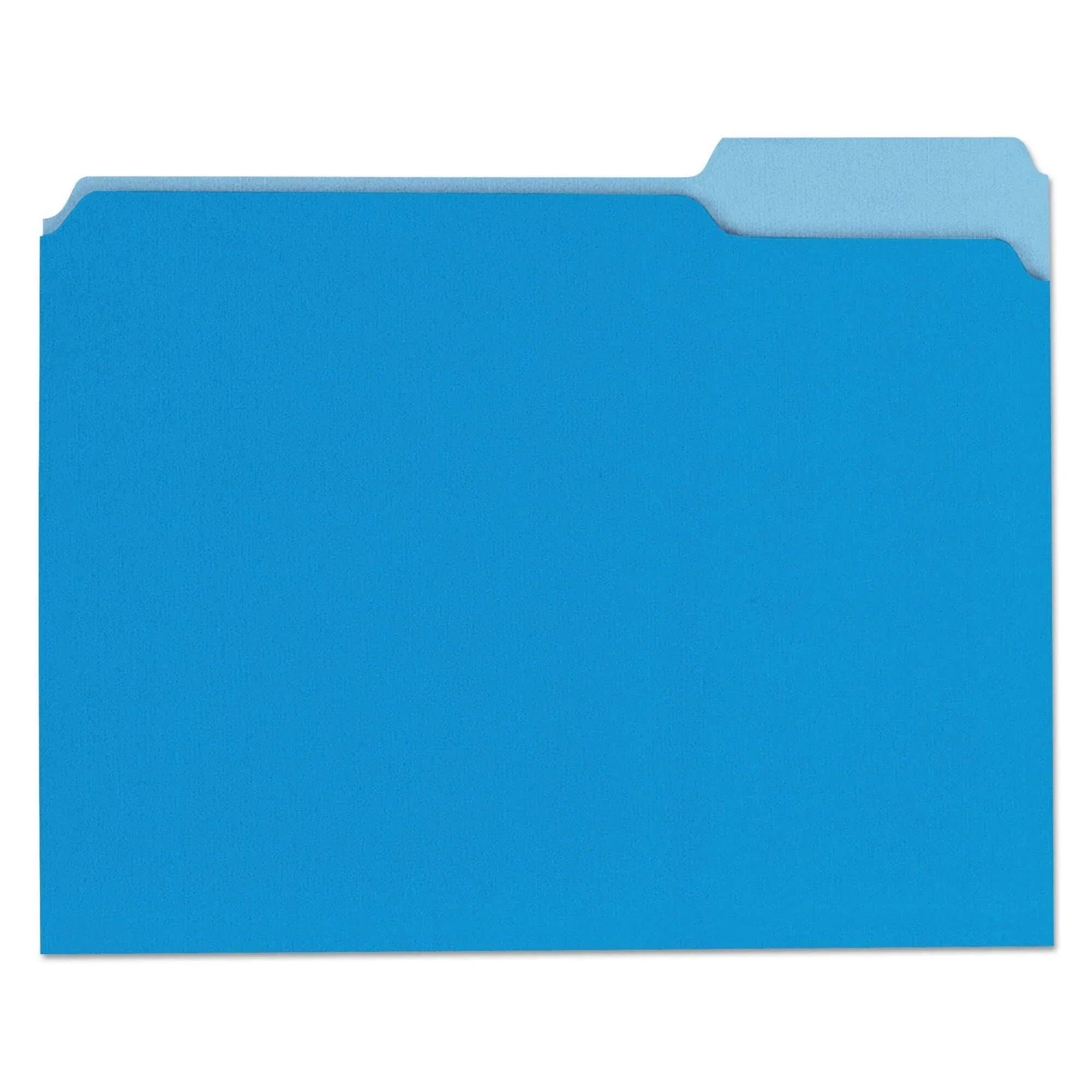 Universal File Folders, 1/3 Cut One-Ply Top Tab, Letter, Blue/Light Blue, 100/Box