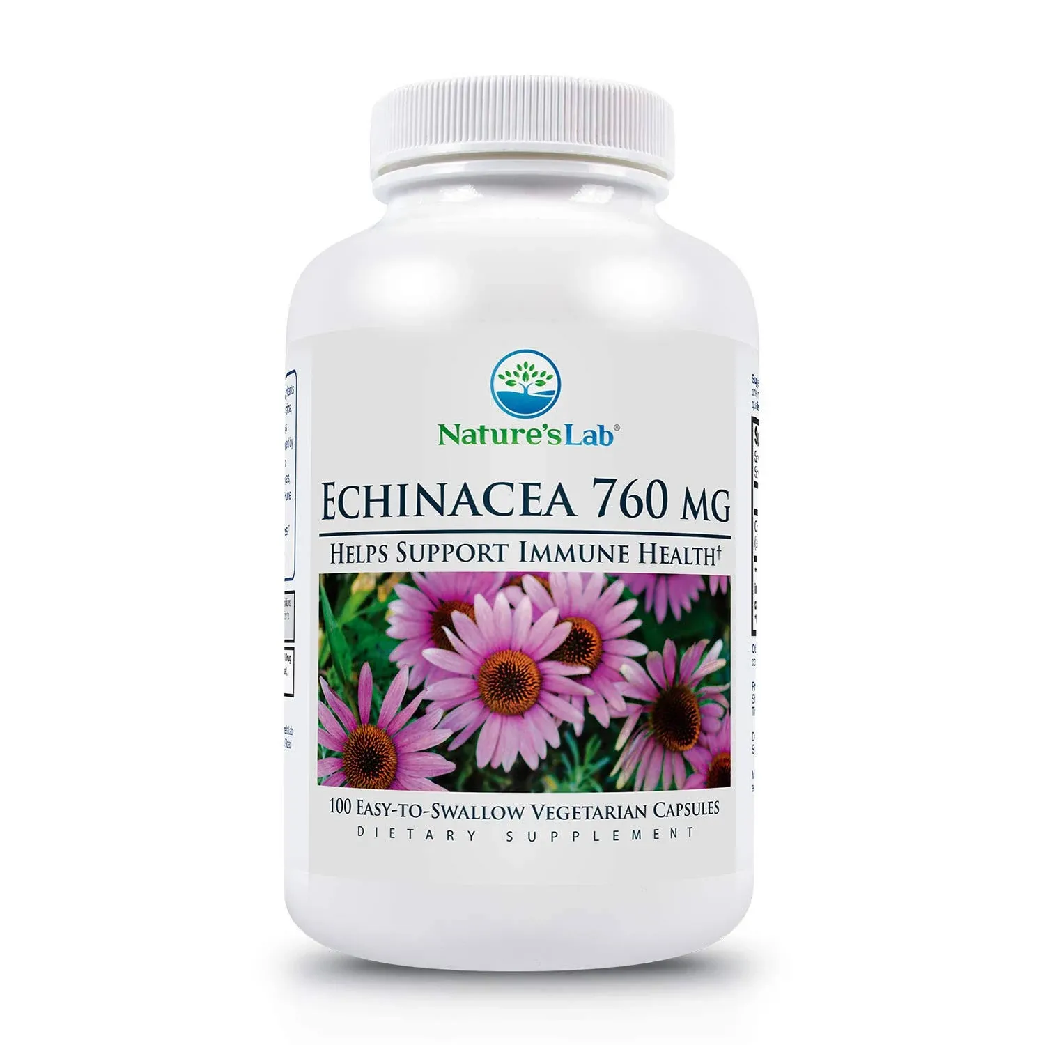 Nature's Lab Echinacea 760mg Dietary Supplement - Powerful All Natural Immune System Support - Non-GMO, Gluten Free - 100 Capsules (50 Day Supply)