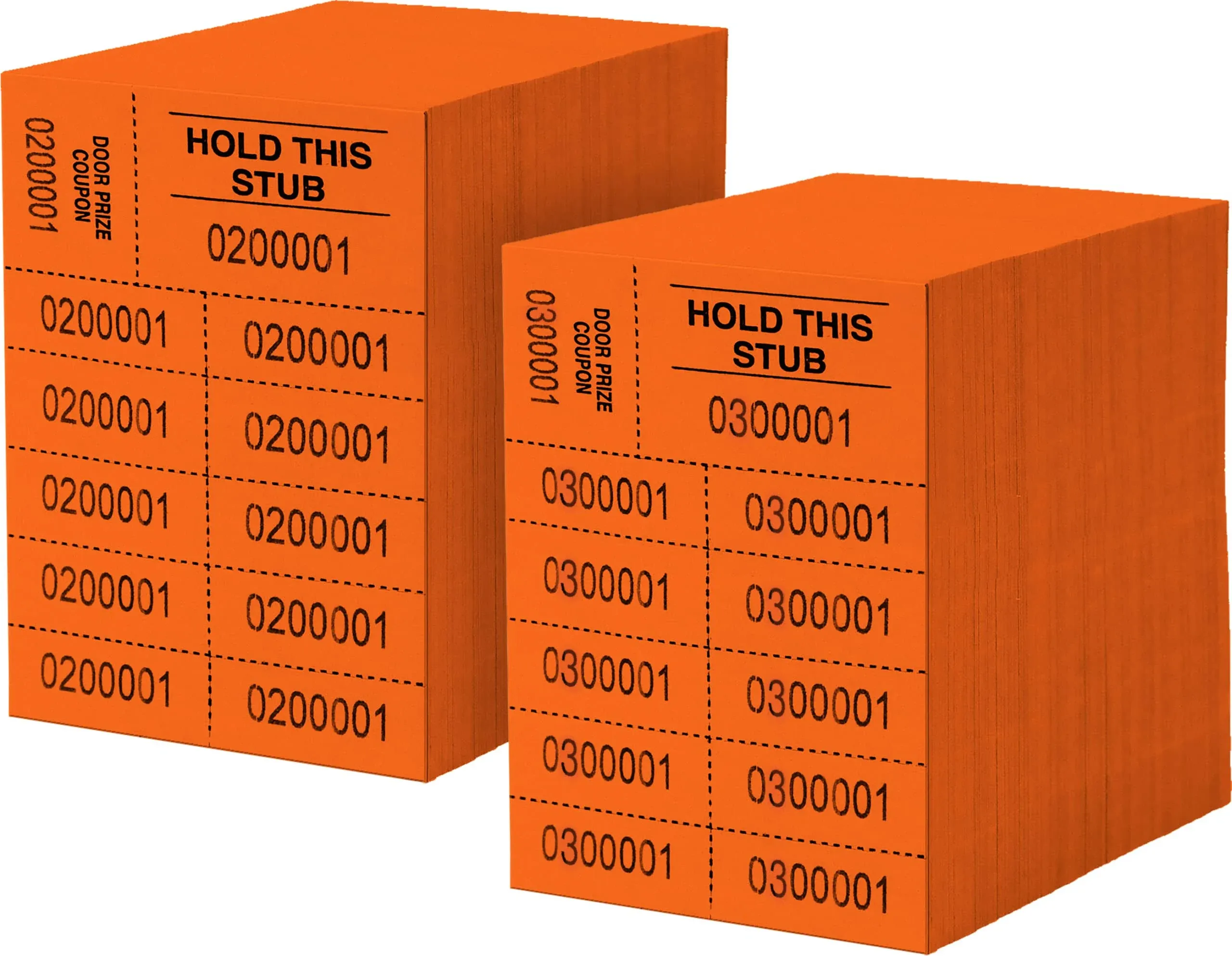 Auction Tickets - 1000 Sheets - 10 Numbers per Sheet (Orange)