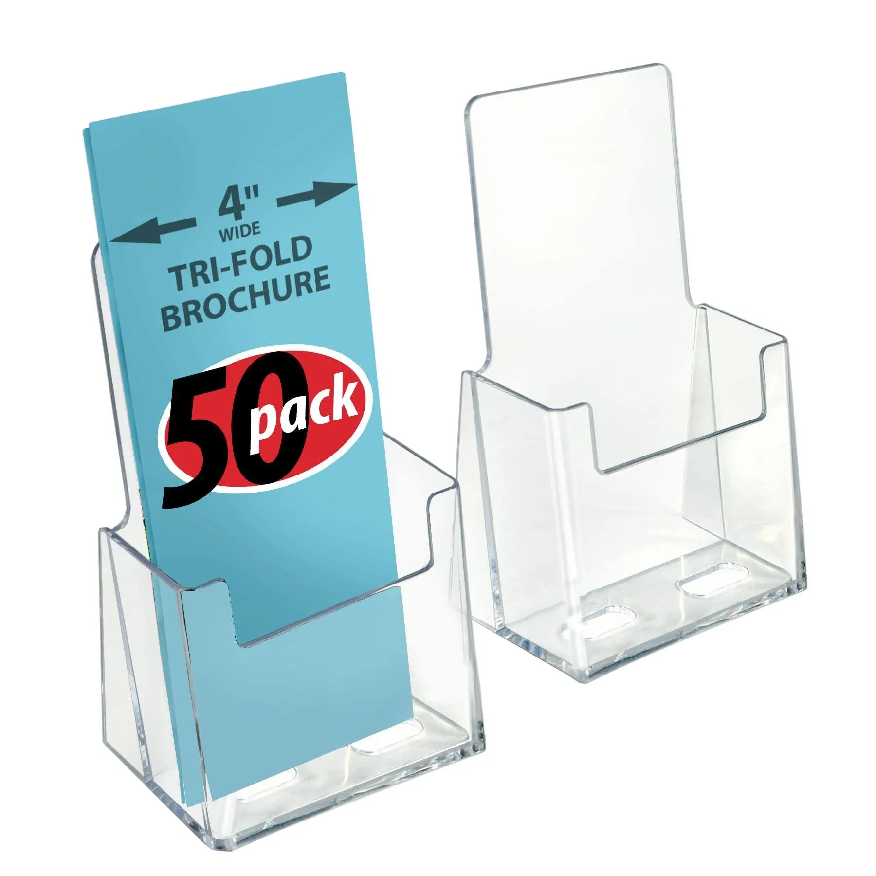 Azar Counter Trifold Brochure Holder Clear 50/Pack 252012-50PK