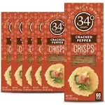 34 Degrees Cracked Pepper Crisps | Light & Crunchy Thin Crackers for Charcuterie, Cheese Boards & Entertaining, 6 Pack (4.5oz each)