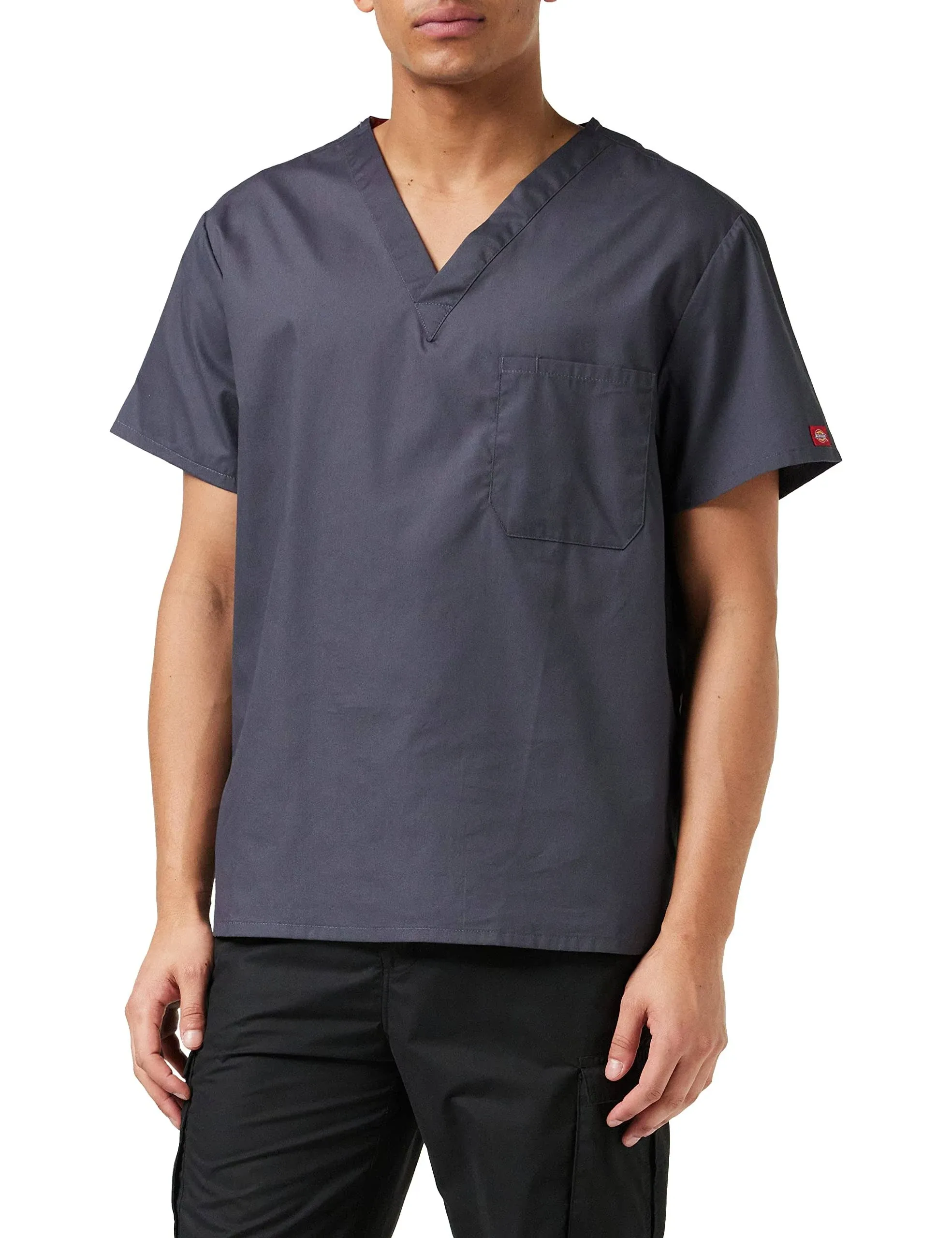 Dickies EDS Signature Scrubs for Women and Scrubs for Men, Unisex One Pocket V-Neck Top in Soft Brushed Poplin 83706