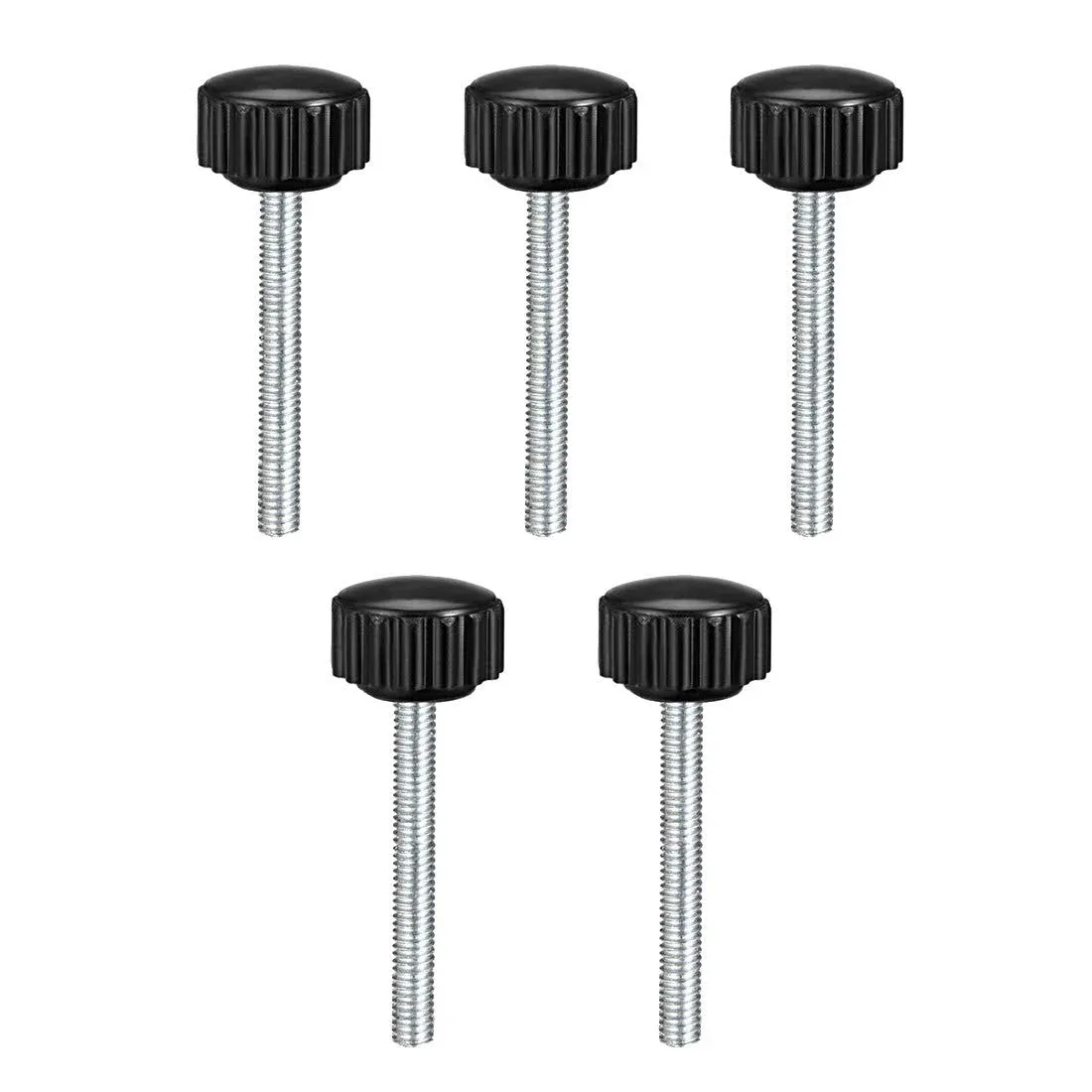 uxcell M4 x 35mm Metric Male Thread Knurled Clamping Knobs Grip Thumb Screw on Type Hand Clamping Handle Bolt with Plastic Knobs Black 5 Pcs