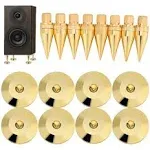 8 Pairs Copper Speaker Spike Isolation Stand+Base Pad Shockproof Feet Mat, Speaker Spike Pad Kit for Amplifier, CD DVD Player, Turntable Recorder