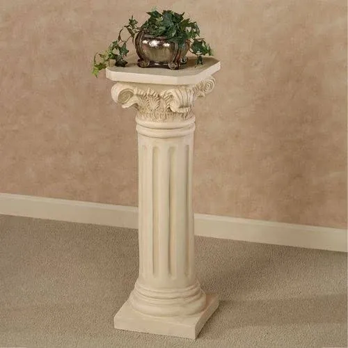 Touch of Class Classic Column Pedestal - Antique Ivory - Indoor, Outdoor - Made of Resin with Fiberglass - Roman Pillars for Table Sculptures, Statues, Vase, Garden