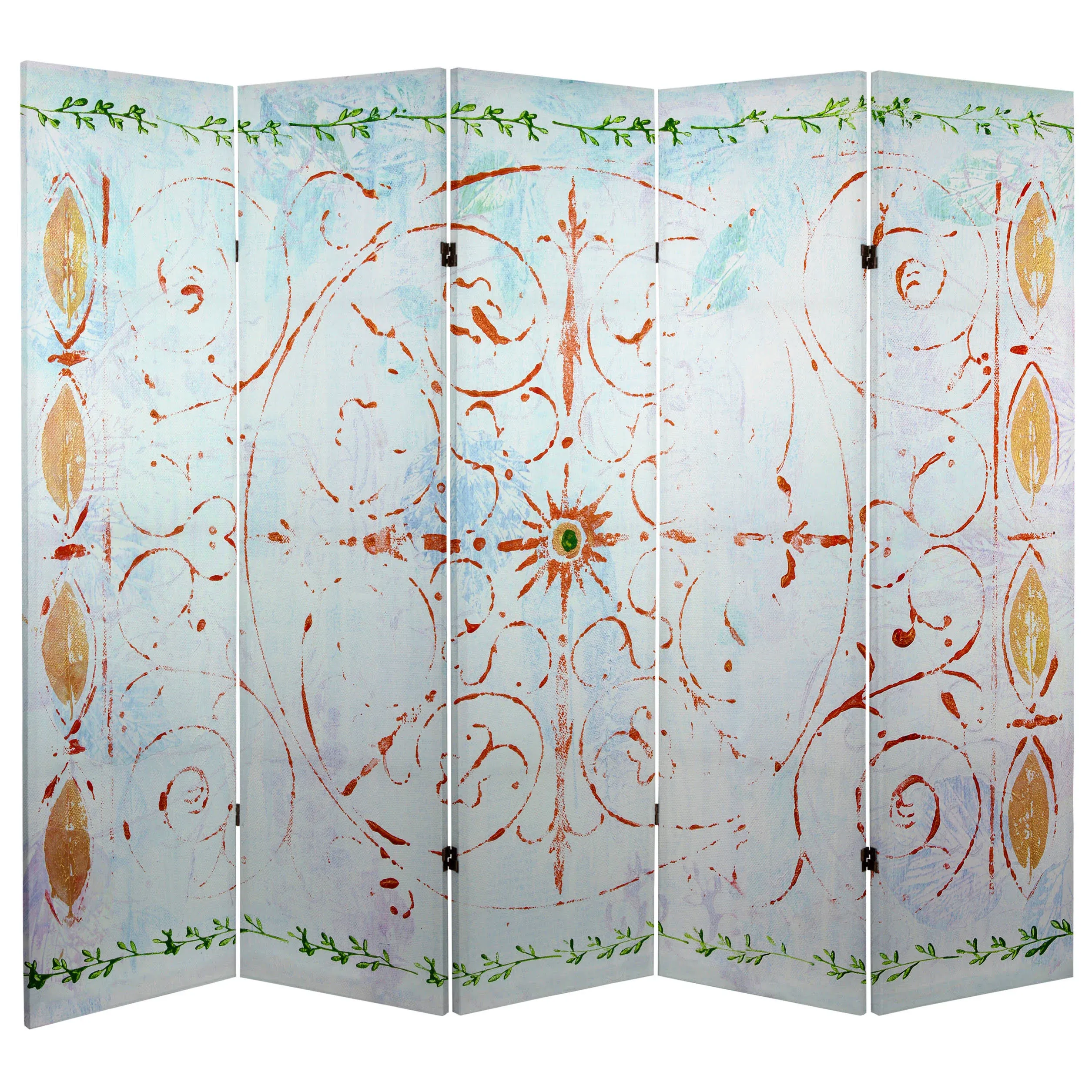 Oriental Furniture 5 ft. Tall Winter's Peace Canvas Room Divider