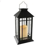  Solar Powered Lantern with LED Candle - Black Window 