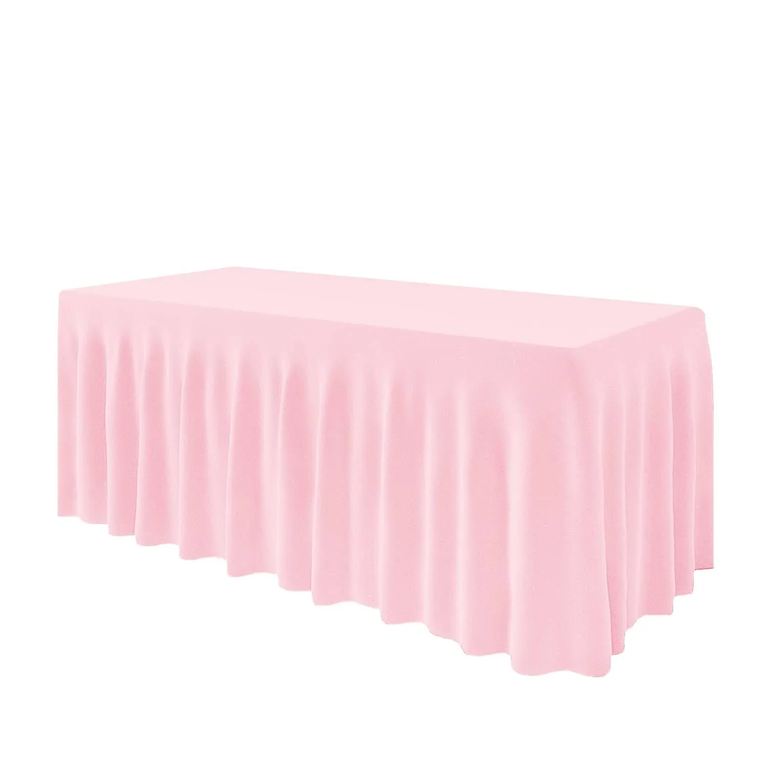 EMART Pink Tablecloth for Rectangle Tables 6ft Table Skirt Spandex Table Wrin...