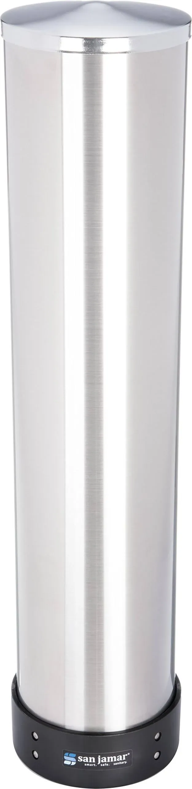 San Jamar Pull-Type Cup Dispenser 32-46 Oz. Cups for Restaurants, Home, and Office, Plastic, 23.5 Inches, Silver, Large