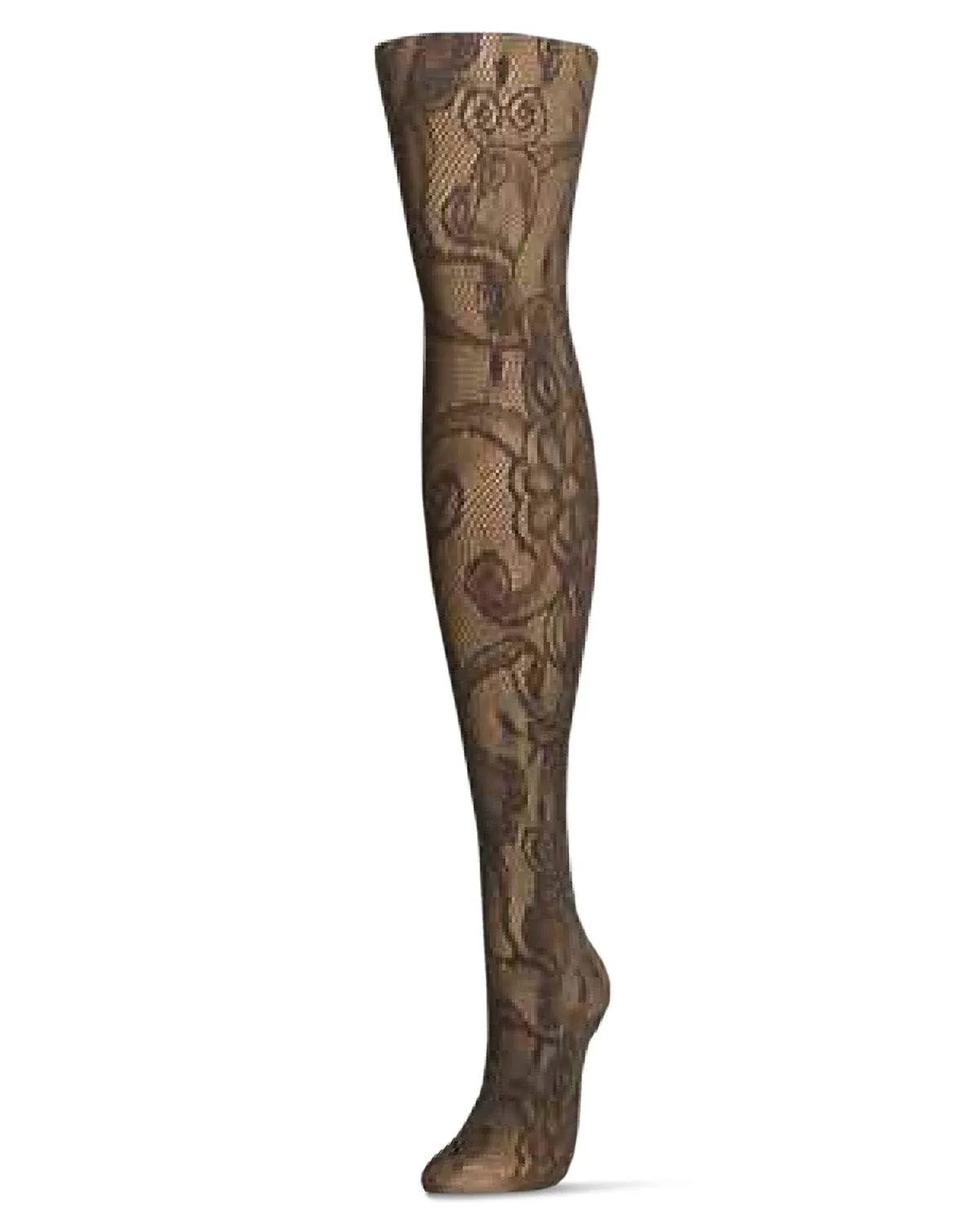 MeMoi Women's Botanic Net Tights Brown Medium