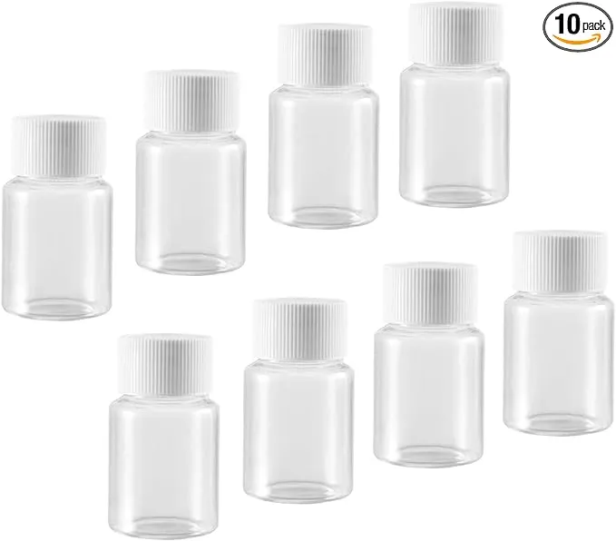 uxcell Plastic Lab Chemical Reagent Bottle 30ml/1oz Wide Mouth Sample Sealing Liquid Storage Container 10pcs