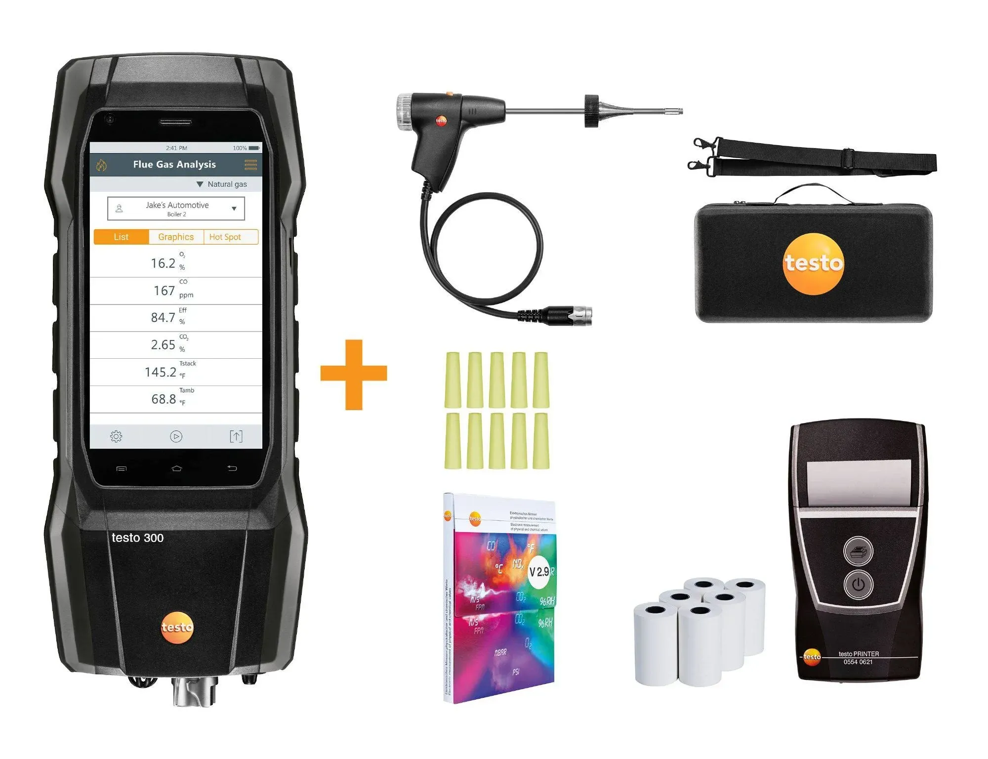 Testo 300 Smoke Edition Combustion Analyzer Kit with Bluetooth, 4000 ppm,