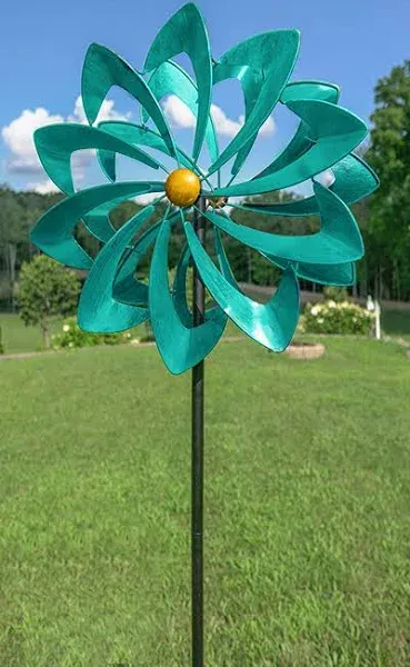 Festival Turquoise Wind Spinner Metal Kinetic Garden Yard Art 94" H  | eBay