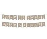 Love Is Sweet, Grab A Treat Burlap Wedding Pennant Party Banner