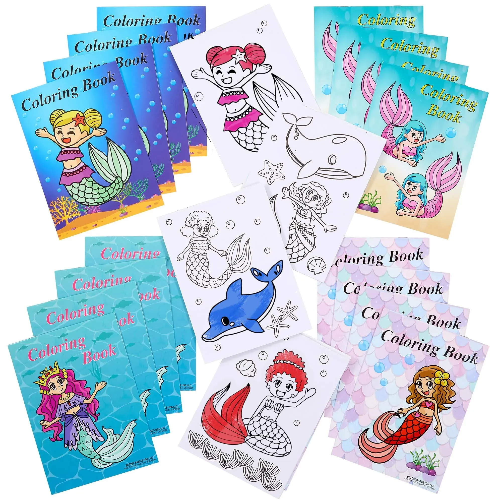 Playbees Mermaid Coloring Books - 20 Pack - Kids Under The Sea Party Favors Boys ...