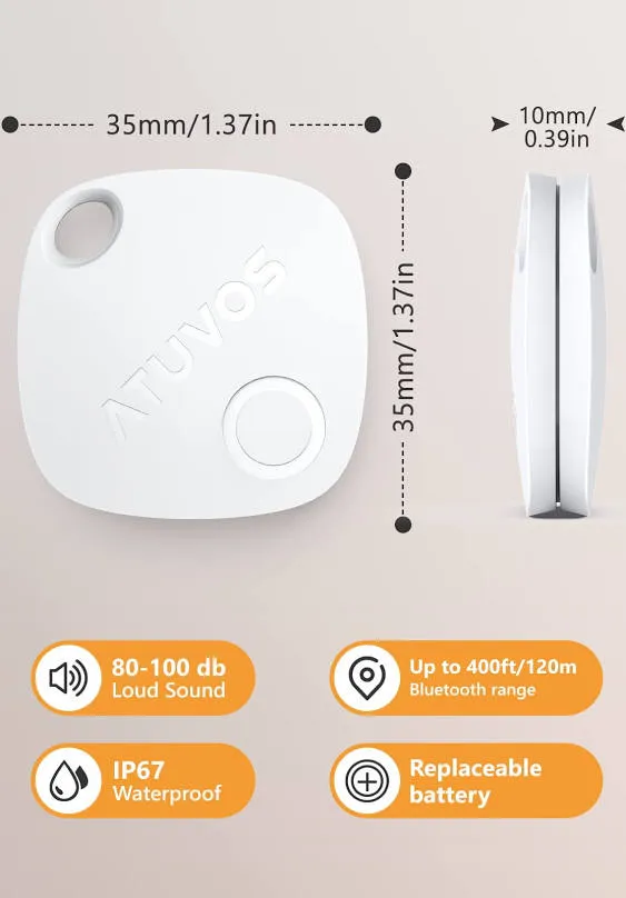 ATUVOS Luggage Tracker, Key Finder, Smart Bluetooth Tracker Pairs with Apple Find ...