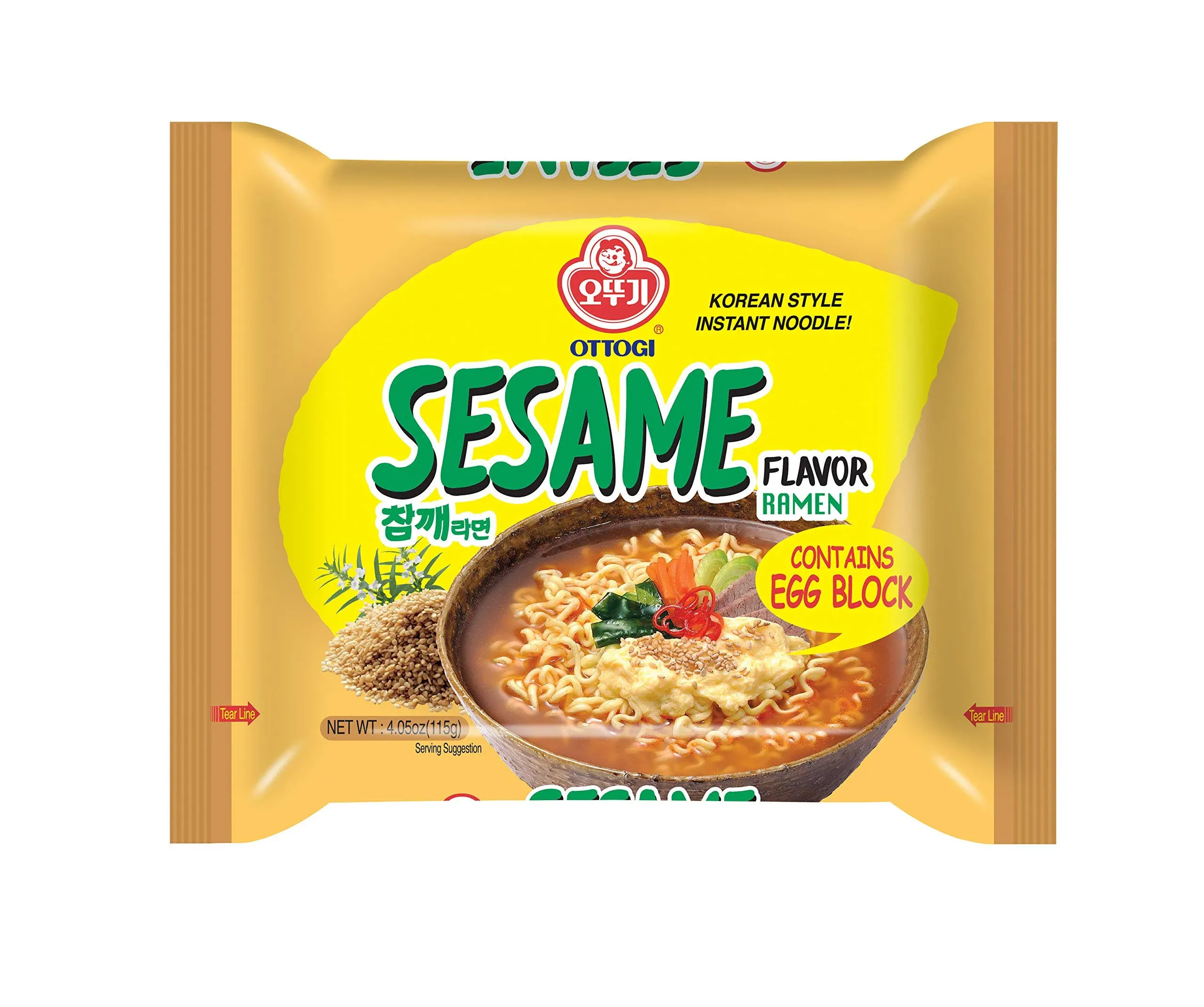 Ottogi Sesame Flavor Ramen Family Pack, 4.28oz x 5 Packs