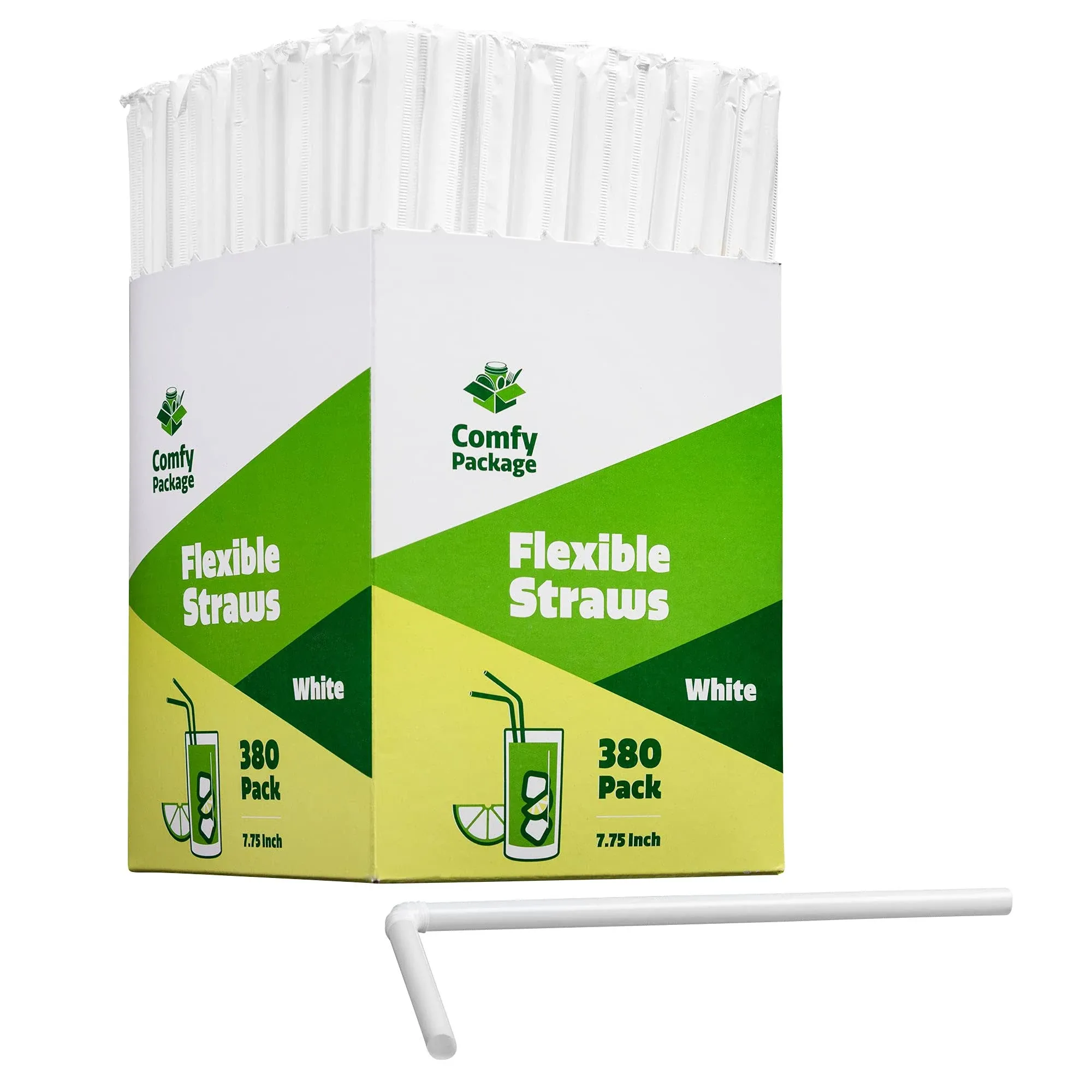 Comfy Package, Individually Wrapped Disposable Plastic 7.75 Inch, White 