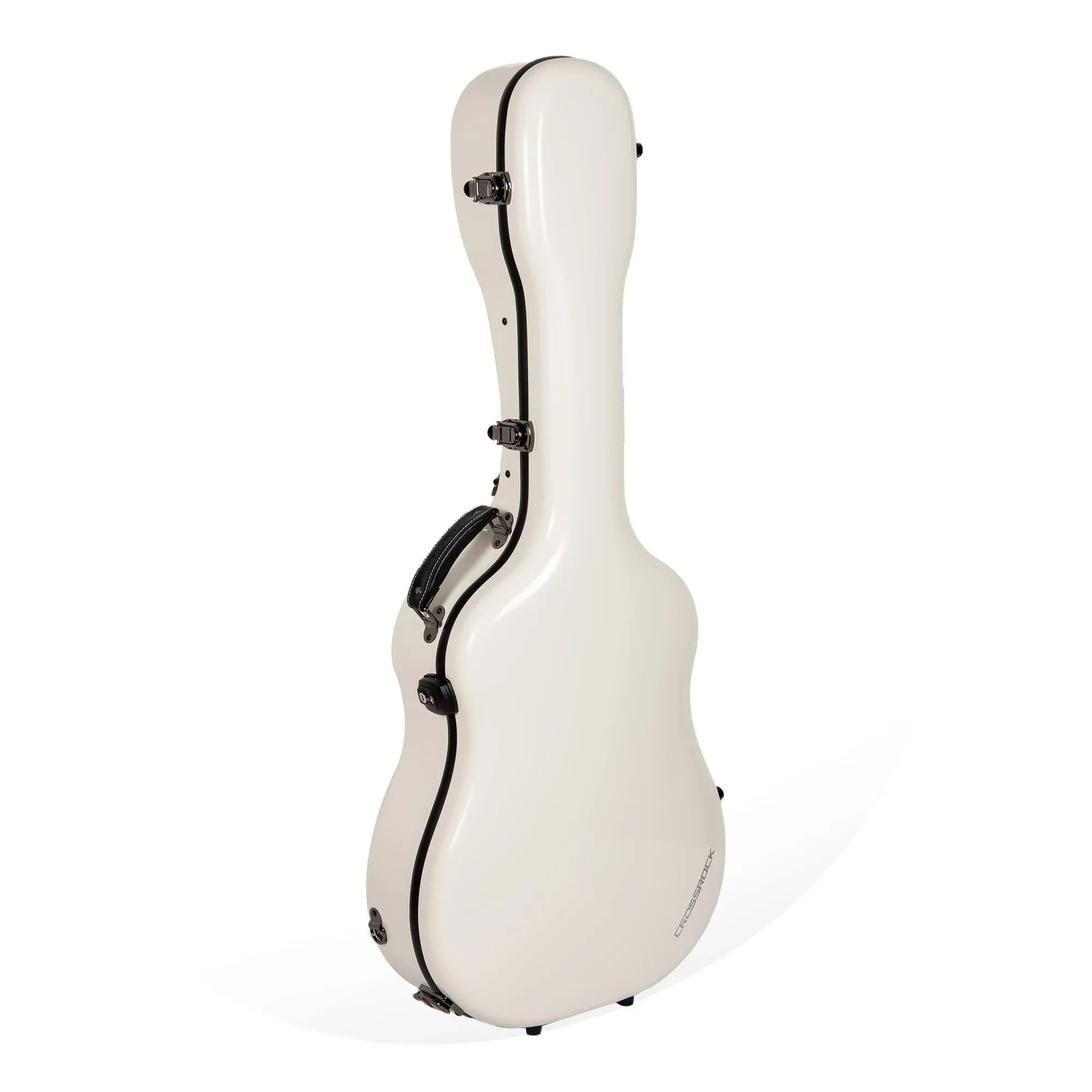 Crossrock Fiberglass Case with TSA Lock for 40"/41" Dreadnought Acoustic Guitar-Milky White(CRF2021DMW)