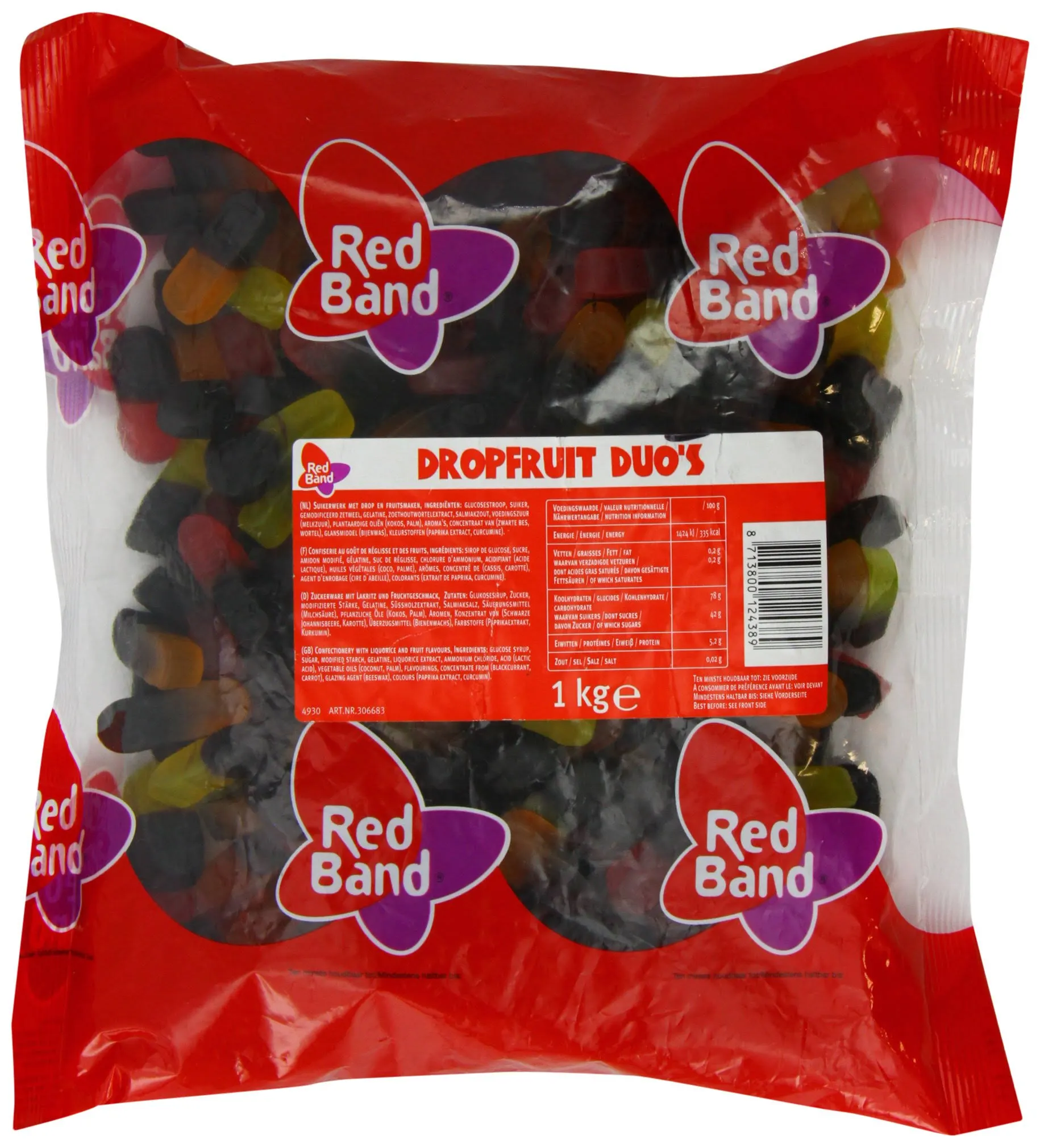 Red Band Liquorice Fruit Duos 1 Kg - Dutch Quality