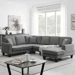 Bellemave® 108" Modern U Shape Sectional , 7 Seat Fabric Sectional