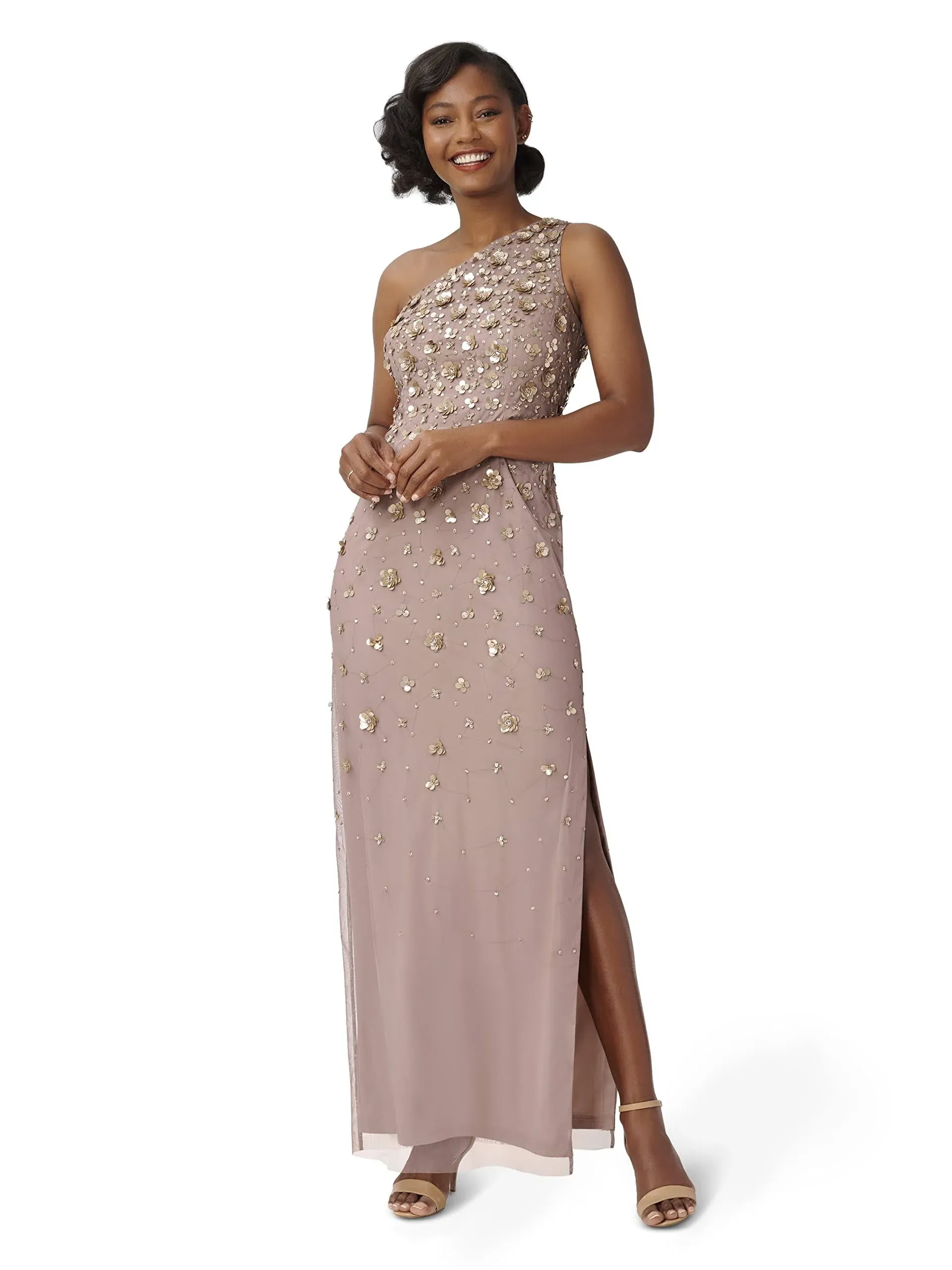 Adrianna Papell Women's One-Shoulder Gown