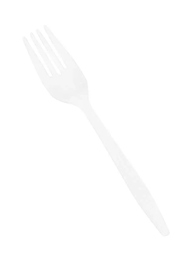 Crystalware Fork, Medium Weight , White, Plastic, Case of 1000