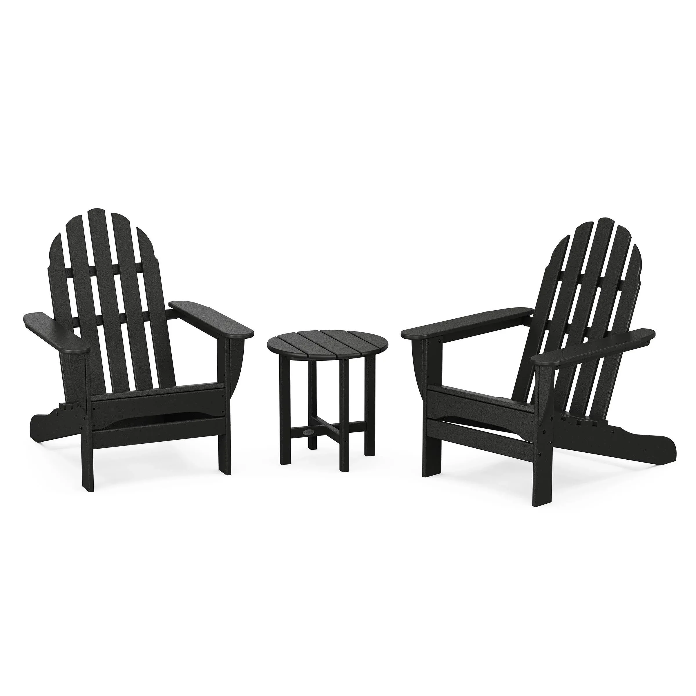 POLYWOOD PWS214-1-BL Classic Adirondack Chair Seating Set in Black