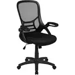 Flash Furniture Black High Back Mesh Ergonomic Swivel Office Chair with Flip Up Arms