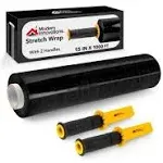 Modern Innovations 15 inch Black Stretch Wrap Roll with Handles (1 Roll-1000 Feet) Heavy Duty Shrink Wrap for Moving, Packing Supplies for Wrapping