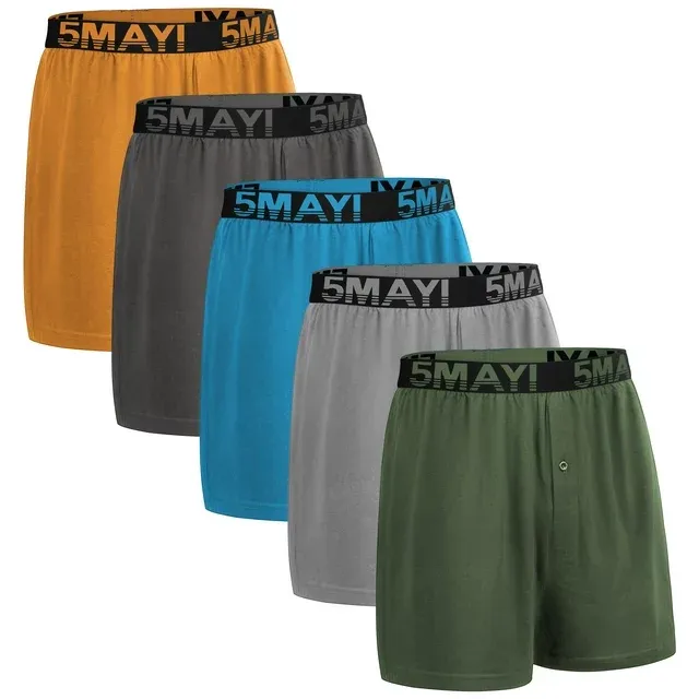 5Mayi Men’s Underwear Boxer Soft Cotton Knit Mens Boxer Shorts Underwear Men Pack of 5