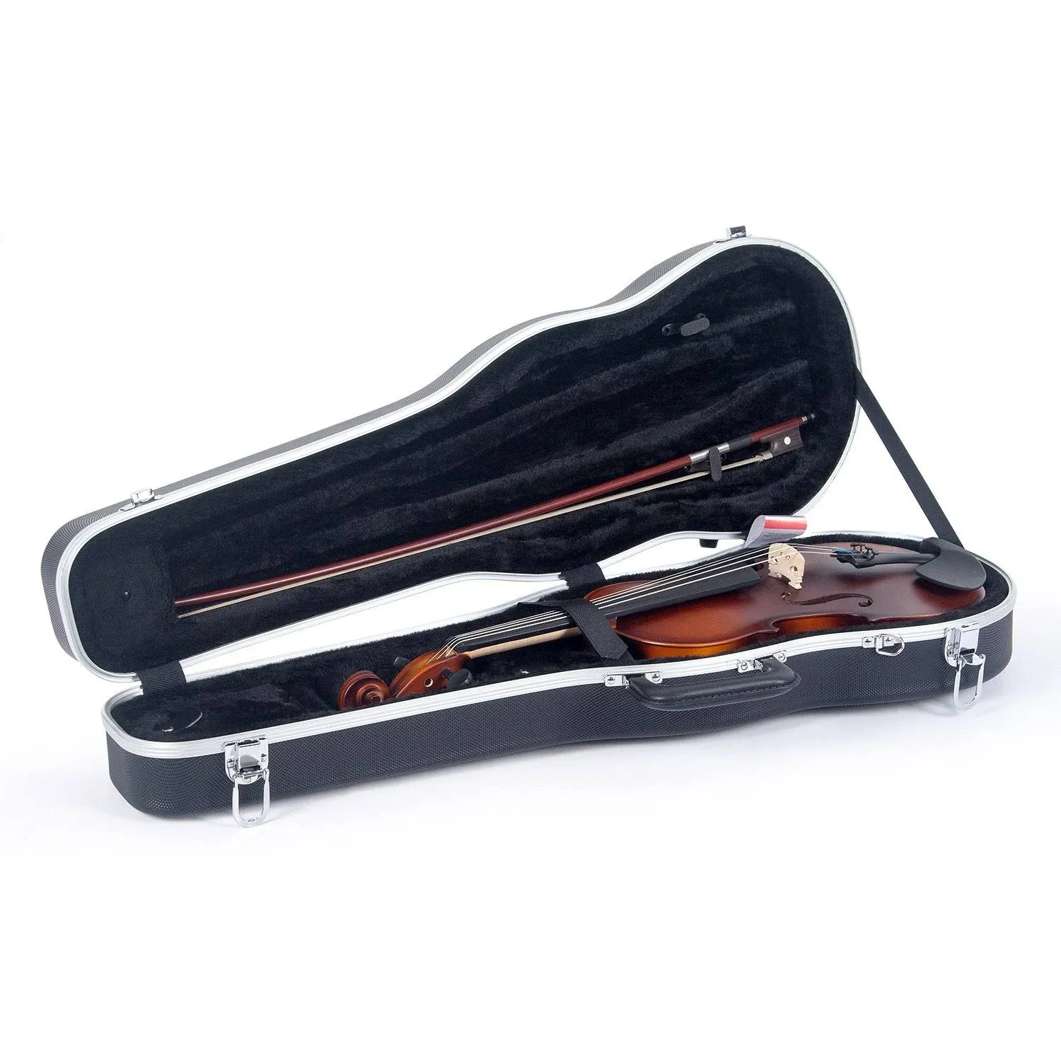 Crossrock CRA860SVFBK ABS Molded Shaped Violin Case-Backpack Style in Black