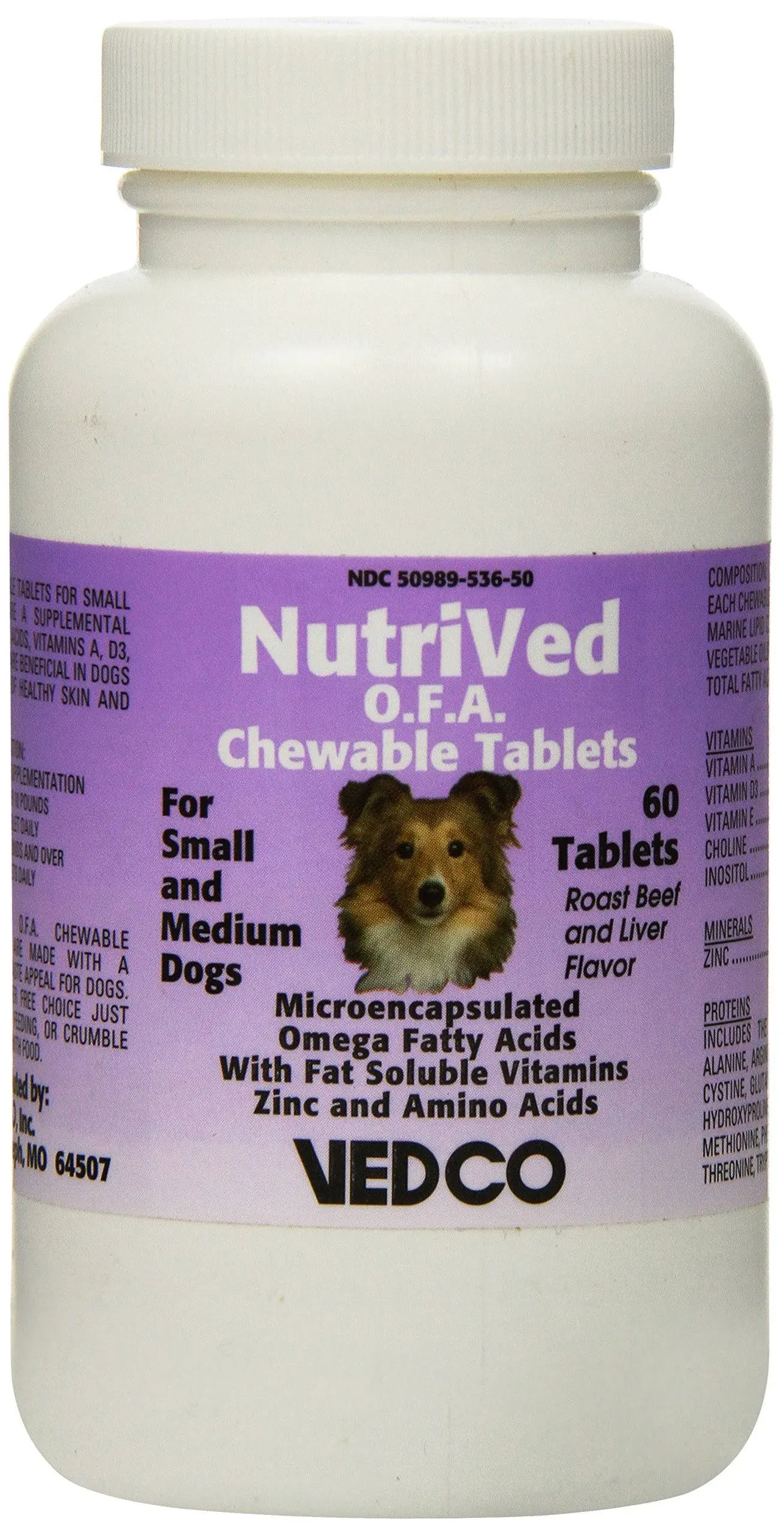 NutriVed O.F.A. Chewable Tablets for Small & Medium Dogs (60 Count)