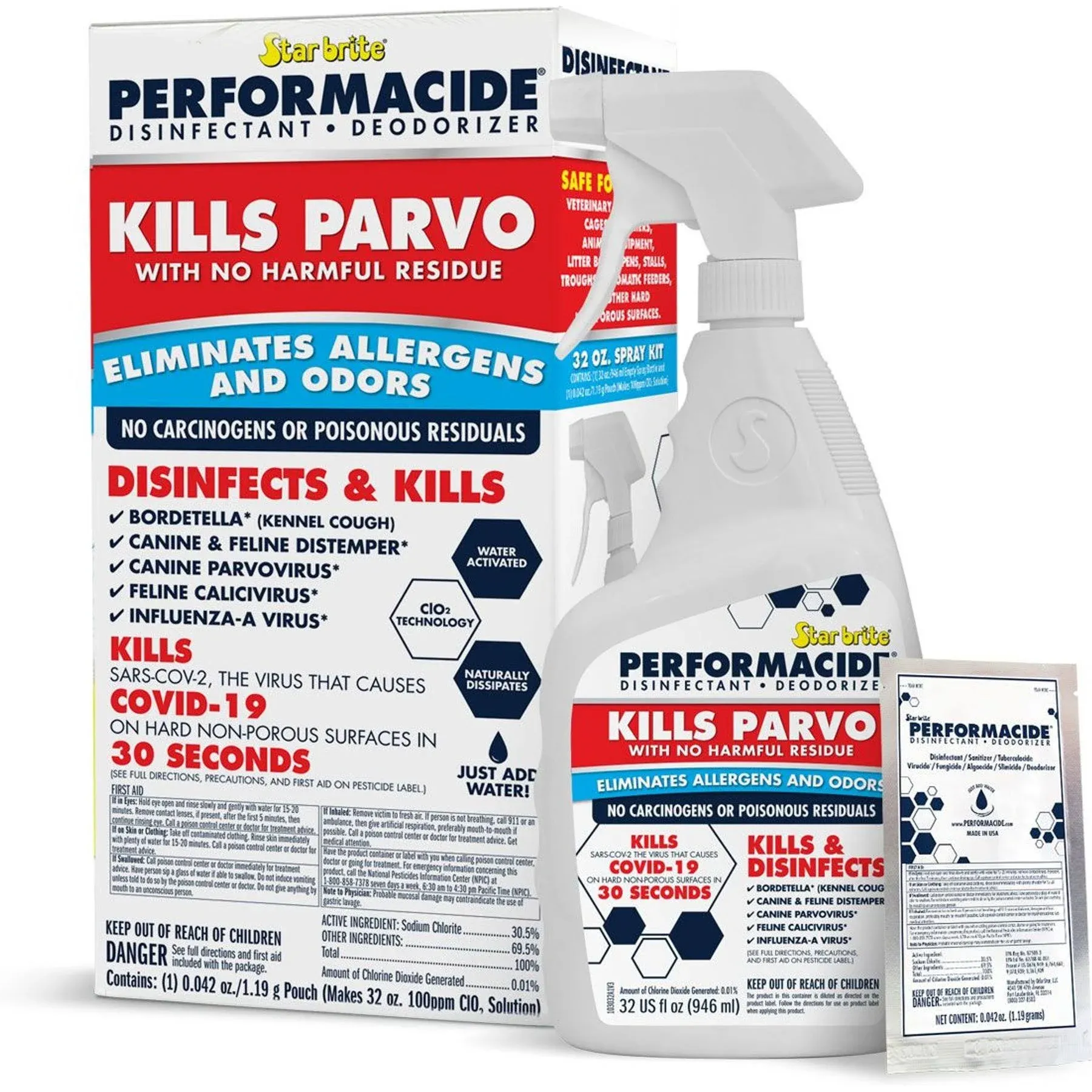 Star Brite 103032 32 oz Performacide Kills Parvo Disinfectant & Deodorizer Kit